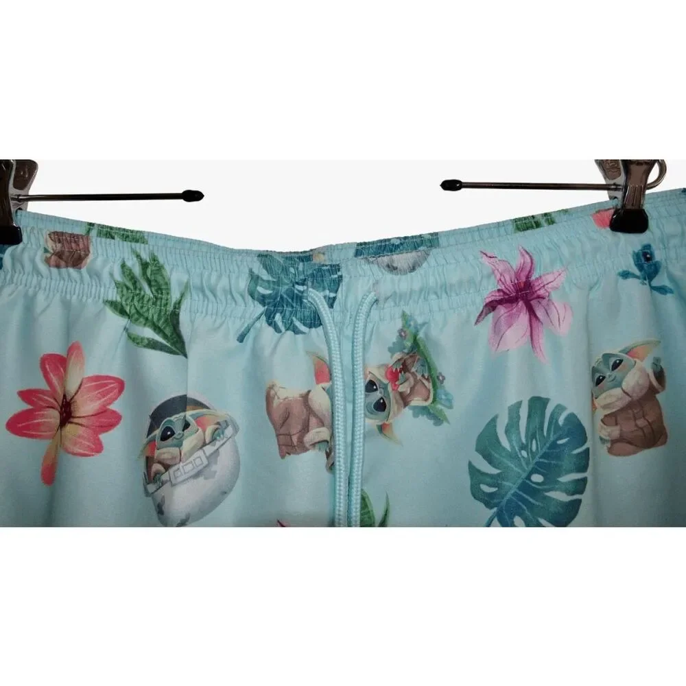 Star Wars The‎ Mandalorian Swim Trunks Baby Yoda Tropical Print Men Sz XL